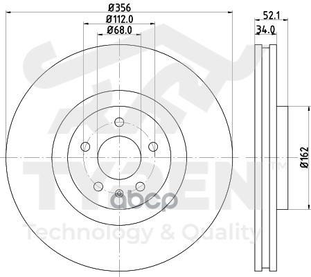 Диск тормозной передний TYREN арт. TYR1023451