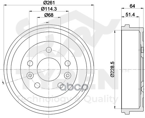Барабан тормозной TYREN арт. TYR1311801