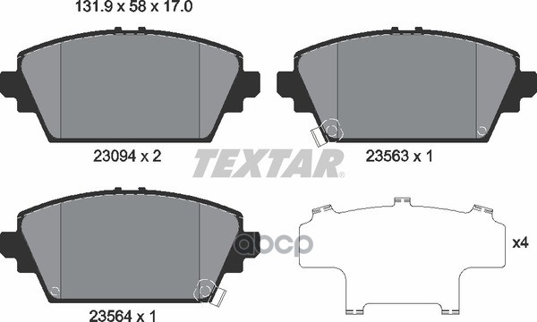 Колодки тормозные передние HONDA MG NISSAN TEXTAR 2309401 Textar арт. 2309401