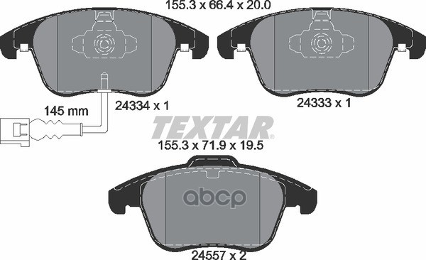 Колодки Дисковые Передние  Vw Tiguan 1.4Tsi2.0tsi2.0tdi 08> Textar арт. 2433401