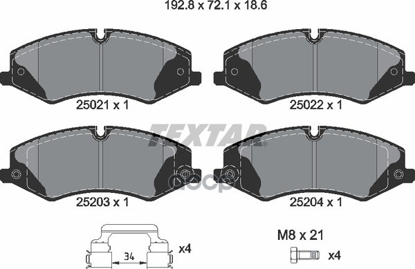 Колодки передние LAND ROVER RR IV 12->/RR Sport II 13-> TEXTAR 2502201 Textar арт. 2502201