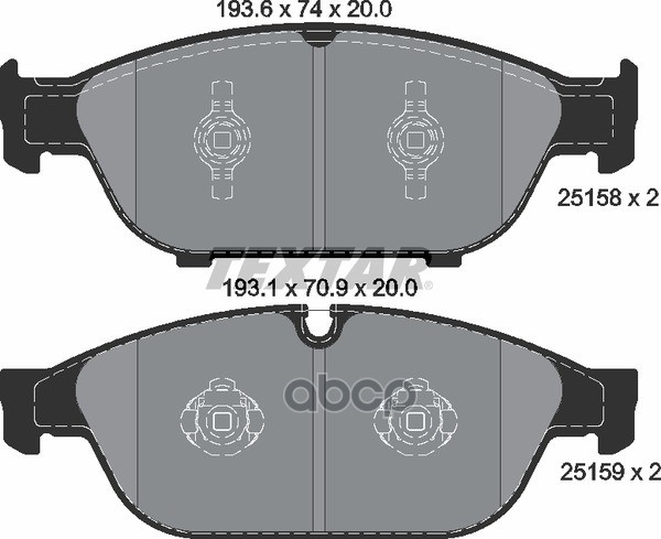 Колодки передние с противошумной пластиной Q+ AUDI TEXTAR 2515802 Textar арт. 2515802
