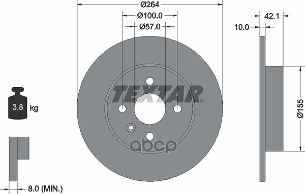 Диск тормозной задний с покрытием PRO CHEVROLET/HOLDEN/OPEL/VAUXHALL TEXTAR 92124703 Textar арт. 92124703