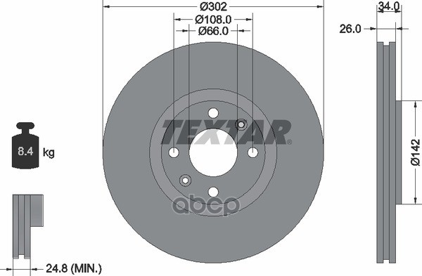 Диск Тормозной С Покрытием Pro | Перед | Textar арт. 92133203