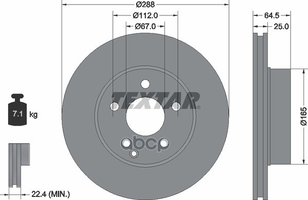 Диск тормозной передний с покрытием PRO MB W204 180C/180GDI/200CDI 07-> TEXTAR 92159603 Textar арт. 92159603