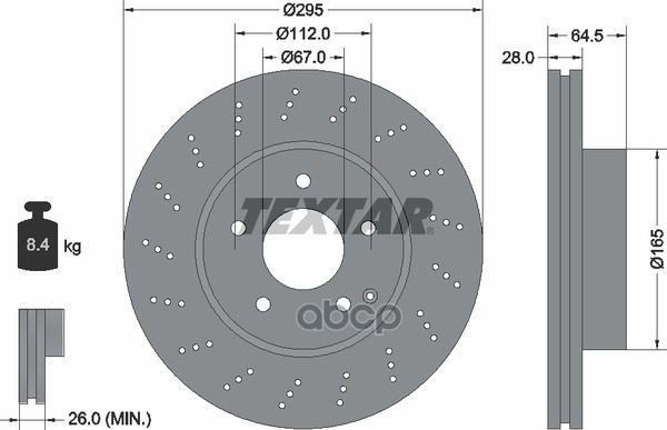 Диск Тормозной Mb C-Class (W204) (Min 2 Шт.) С Покрытием Pro Textar арт. 92165003