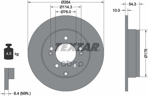 Диск Тормозной Задние Hyundai Embera V (Nf),Sonata V (Nf),Sonata V Stufenheck (Nf),Sonata V Saloon (Nf) Textar арт. 92166600