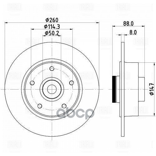 Диск торм. Renault Megane III (08-)/Fluence (10-) зад. d=260 без подшип. (DF 095113) Trialli арт. DF095113