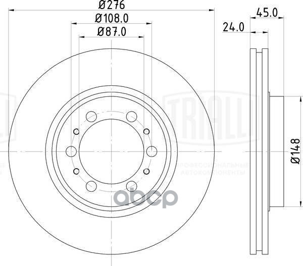 Диск торм. для а/м Mitsubishi Pajero III (00-)/Pajero Sport (98-)/L200 (96-) перед. d=276 (DF 117404 Trialli арт. df-117404