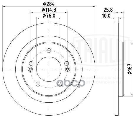Диск торм. для а/м Kia Ceed (12-) зад. d=284 (EPB) (DF 140227) Trialli арт. df-140227