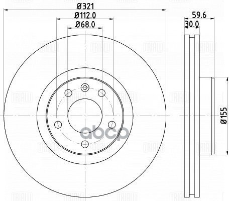Диск торм. Audi A6 (04-)/A8 (03-) перед. d=321 (DF 180139) Trialli арт. DF180139