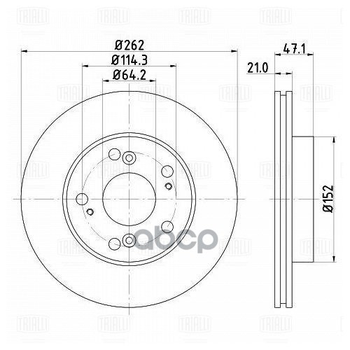 Диск торм. Honda Civic VII (01-) перед. d=262 (DF 230107) Trialli арт. DF230107