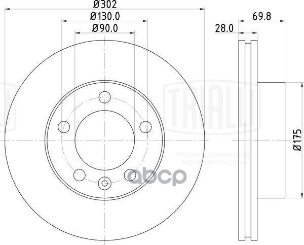 Диск торм. для а/м Renault Master (10-)/Opel Movano (10-) перед. d=302 (DF 266010) Trialli арт. df-266010