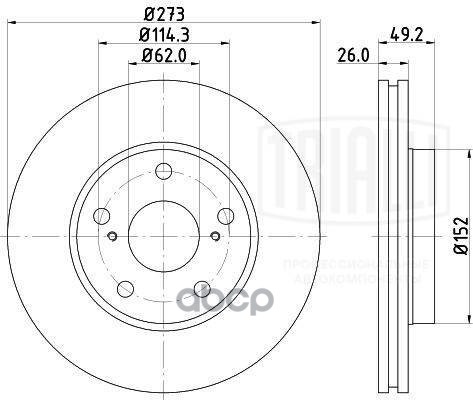 Диск торм. Toyota Corolla (06-)/Auris (06-) перед. d=273 (DF 270064) Trialli арт. DF270064