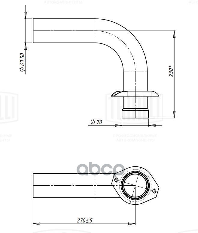 Труба Выхлопная Для А/М Газ 3302 Евро-3 Выход Бок. (Алюм. Сталь) Trialli Emp 0305 Trialli арт. EMP 0305