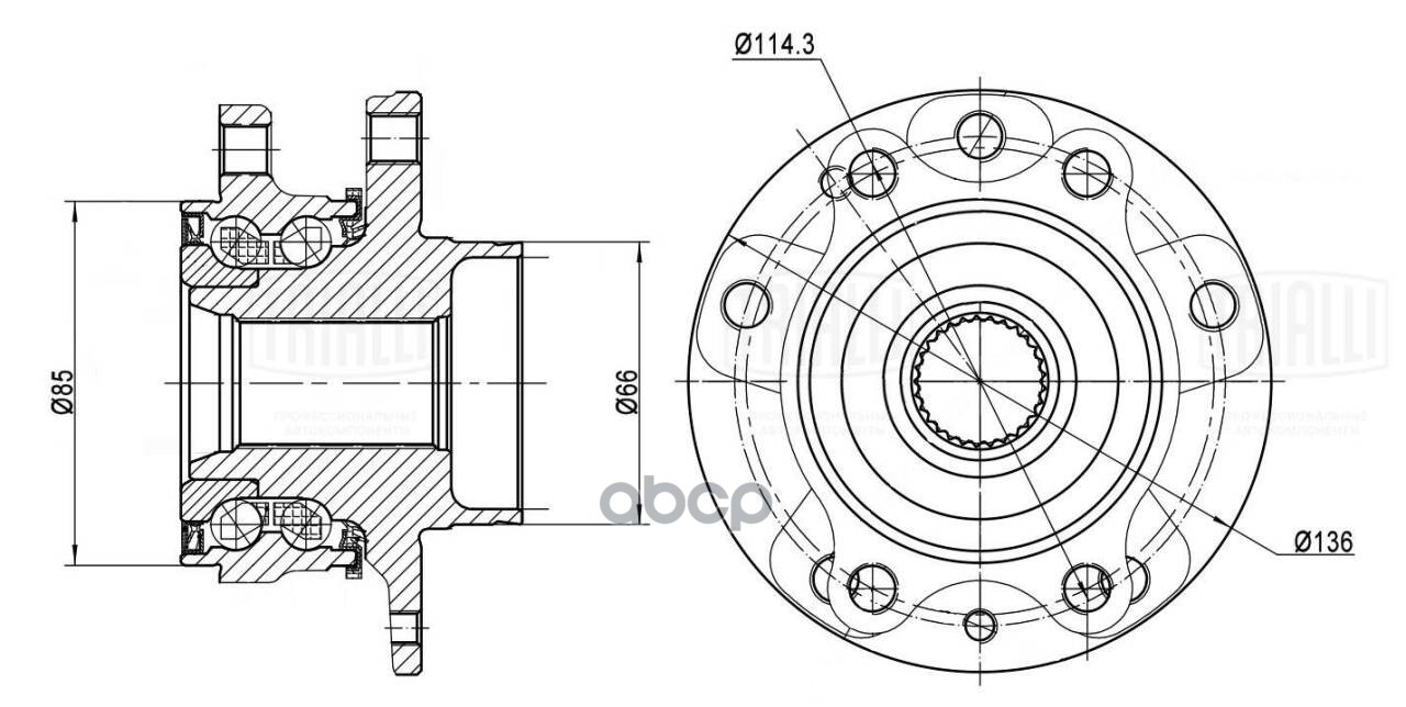 Ступица Nissan Qashqai (13-)/Renault Megane IV (15-) (перед. в сборе с подшип.) (MR 0915) Trialli арт. MR0915
