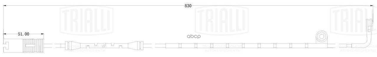 Датчик износа колодок BMW 5 (E39) (95-) перед. L=830 (PFS 0034) Trialli арт. PFS0034
