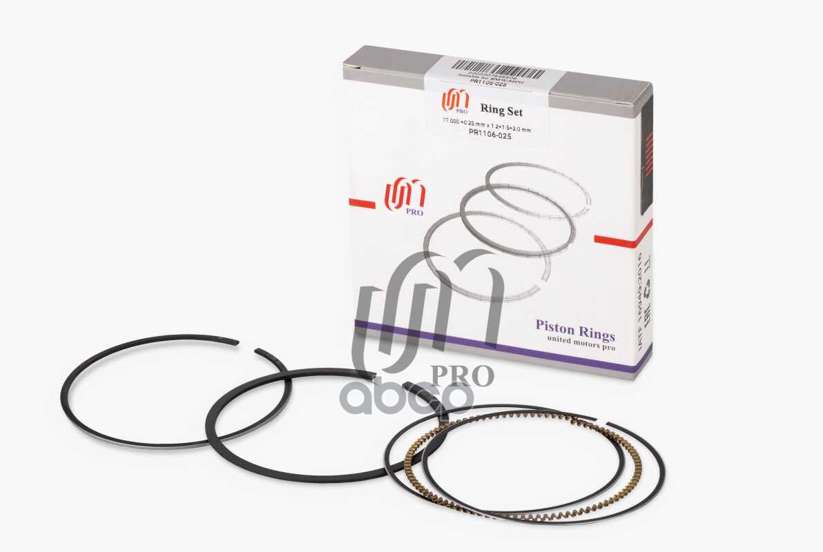Кольца поршневые 0.25 BMW N13B16A, MINI Cooper N18B16A, Citroen 5FS EP6DTS d77.0+0.25 1.2-1.5-2.0 мм United Motors арт. PR110...