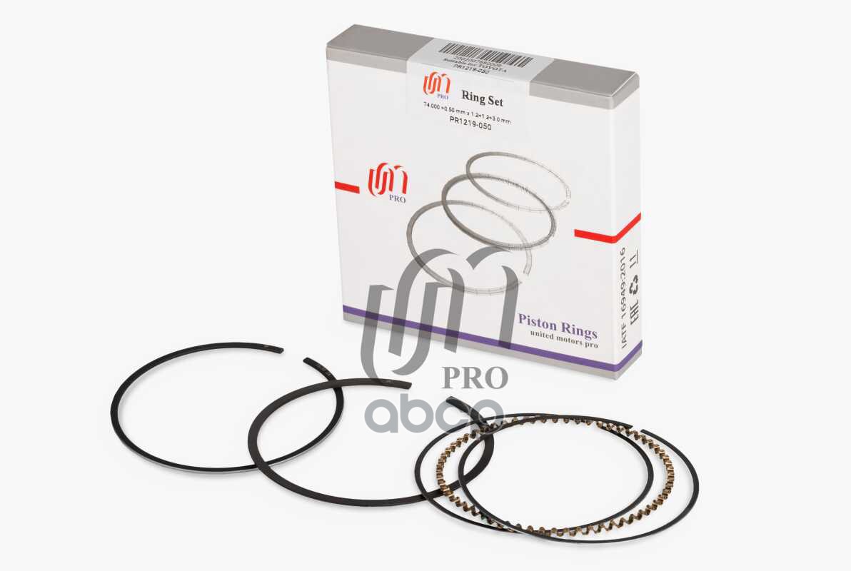 Кольца поршневые 0.50 Toyota 4E/5E d74.0+0.5 1.2-1.2-3.0 на 1 цил. UM United Motors арт. PR1219050