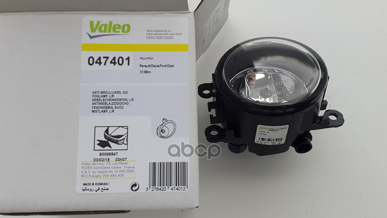 Фара Противотуманная (088358 В Белой Упаковке) 047401 Valeo арт. 047401