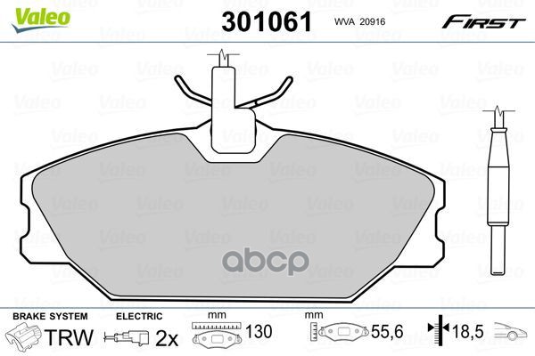 Колодки тормозные дисковые перед Valeo арт. 301061