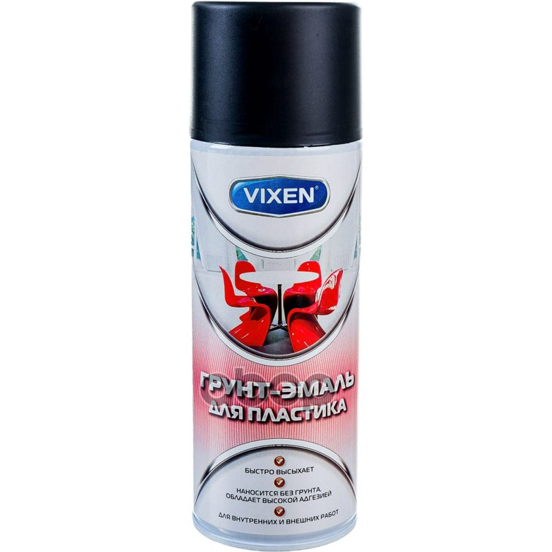 Грунтэмаль для пластика, черный матовый (RAL 9005), аэрозоль 520 мл VIXEN VX50100 Vixen арт. VX50100