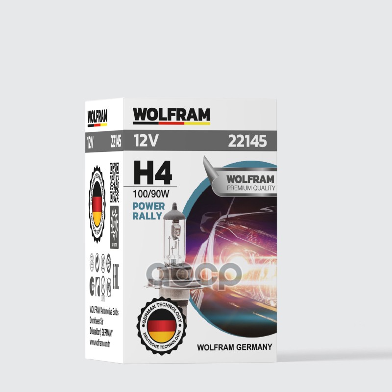 Лампа 12V H4 100/90W P43t WOLFRAM HALOGEN BULB 1 шт. картон 22145 WOLFRAM арт. 22145