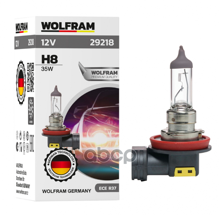 Лампа 12V H8 35W PGJ19-1 WOLFRAM HALOGEN BULB 1 шт. картон 29218 WOLFRAM арт. 29218