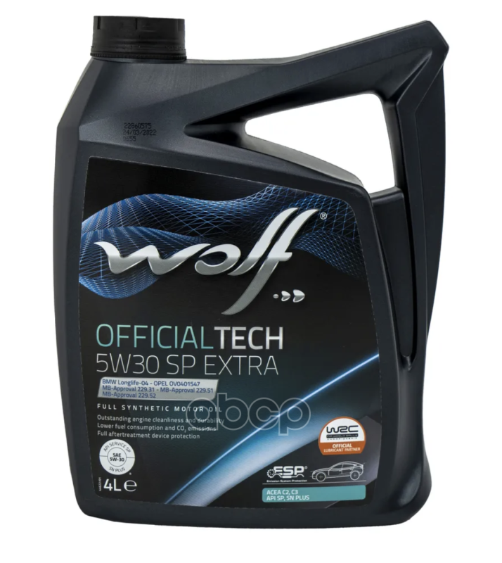 Wolf Масло моторное синтетическое OFFICIALTECH SP EXTRA 5W30 SP, C2/C3 4л