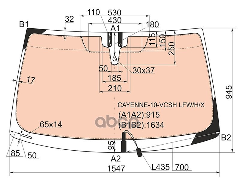 Стекло лобовое (Обогрев полный/ Датчик дождя/ Молдинг) Porsche Cayenne 10-18 XYG арт. CAYENNE-10-VCSH LFW/H/X