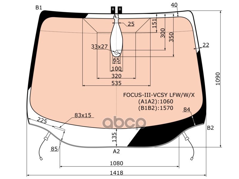 Стекло лобовое (Обогрев полный/ Датчик дождя/ Молдинг) Ford Focus 10-15 XYG арт. FOCUS-III-VCSY LFW/W/X