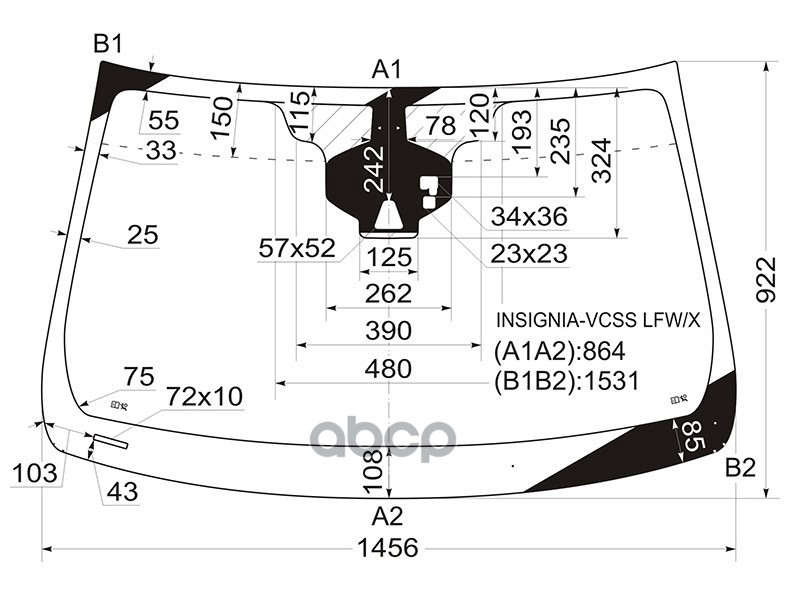 Стекло Лобовое (Камера/ Датчик Дождя/ Молдинг) Opel Insignia 08-13 XYG арт. INSIGNIA-VCSS LFW/X