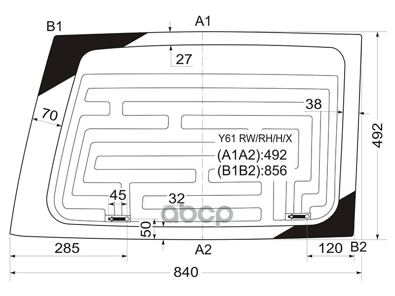 Стекло заднее (Цвет зеленый/ Обогрев/ справа. распашная дверь) Nissan Patrol 97-10 / Safari 97-07 XYG арт. Y61 RW/RH/H/X