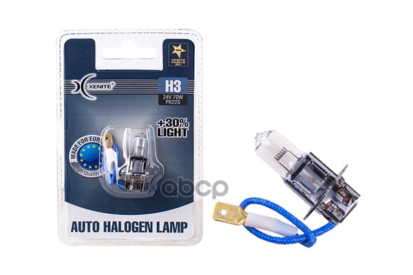 Лампа галогеновая головного света H3 PK22s 24V +30% Блистер 1шт Xenite арт. 1007135