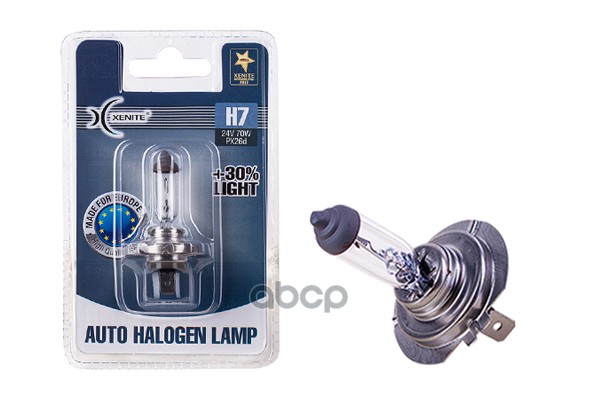 Лампа галогеновая головного света H7 PX26d +30% 24V 1шт Xenite арт. 1007137