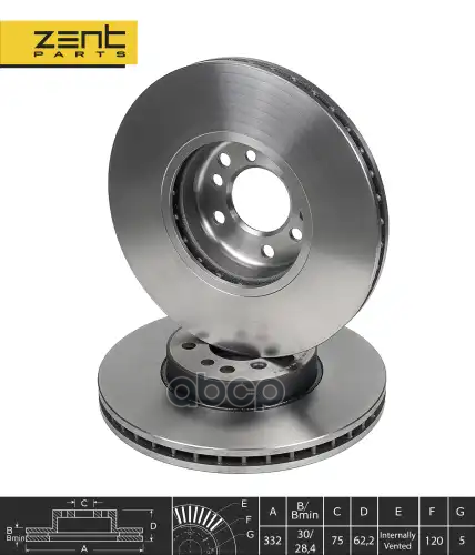 Диск тормозной передний BMW X5 3.0/4.4/3.0D 00> ZENTPARTS арт. Z06075