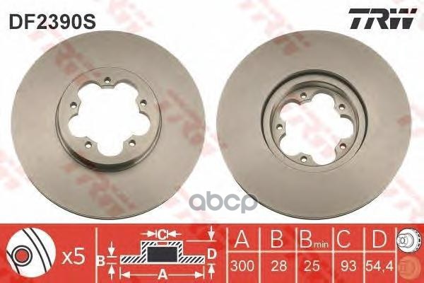 Диск тормозной(аналог TRW DF2390S) DF2390SZFR ZF Russia арт. DF2390SZFR