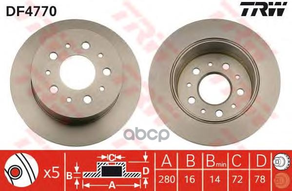Диск тормозной задний CITROEN JUMPER/FIAT DUCATO/PEUGEOT BOXER 1.1-1.5t 06- ZF Russia арт. df4770zfr