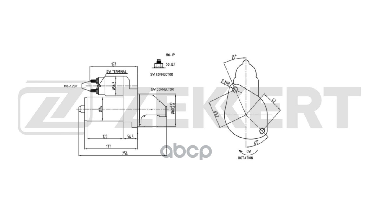Стартер MB C-Class (W203  W204) 04-  E-Class (W210  S211) 97-  CLK (C208  C209) 98- Zekkert арт. an-1062
