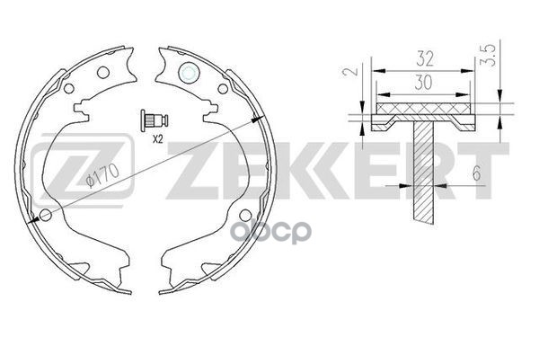 Колодки торм. бараб. задн.  стоян. торм. Subaru Legacy (BG  BD) 94-  Impreza (GF  GC  GFC  GG  GD) 9 Zekkert арт. bk-4134