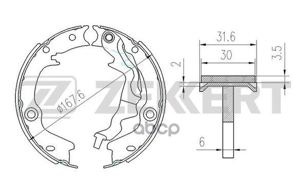 Колодки торм. бараб. задн.  стоян. торм. Hyundai Accent III 05-  Kia Rio II 05- Zekkert арт. bk-4160