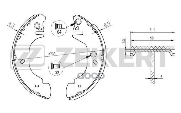 Колодки торм. бараб. задн. Ford Transit Tourneo V 94-  Ford Transit IV V 91- Zekkert арт. bk-4290
