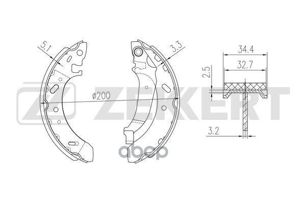 Колодки торм. бараб. задн. Chrysler Sebring 01-  Stratus (JA JX) 95- Zekkert арт. bk-4366