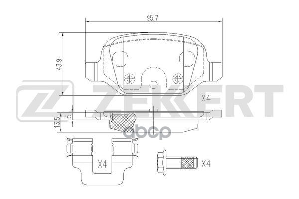 Колодки торм. диск. задн. Lada Vesta 15-  Xray 16-  Fiat Panda (169_) 04-  500 (312_) 07-  Lancia Mu Zekkert арт. bs-1108