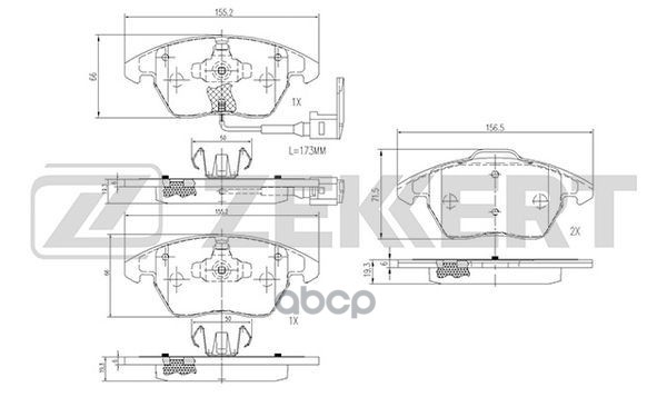Колодки торм. диск. передн. с датчиком Skoda Octavia (1Z) 04-  VW Golf IV-VI 97-  Passat VI  VII 05- Zekkert арт. bs-1141