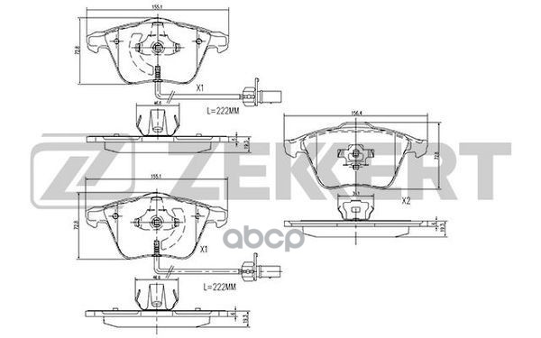 Колодки торм. диск. передн. с датчиком Audi A4 III 06-  A6 III 04-  A6 Allroad 06-  A8 II 02-  S6 II Zekkert арт. bs-1173