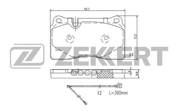 Колодки торм. диск. передн. с датчиком VW Touareg I-II 04- Zekkert арт. bs-1255
