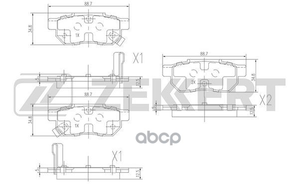 Колодки торм. диск. задн. Honda Accord III 85-  Civic V  IV 91-  Rover 400 (XW  RT) 90- Zekkert арт. bs-1259