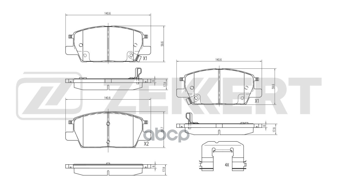 Колодки торм. диск. передн. Chevrolet Equinox 17-  Malibu 15-  GMC Terrain 17- Zekkert арт. bs-1348
