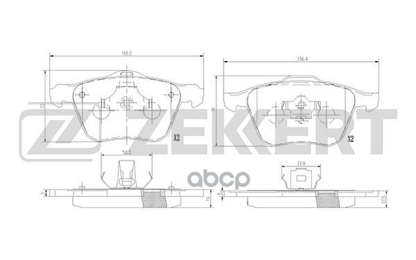 Колодки торм. диск. передн. Volvo S60 00-  S80 99-  V70 II 01-  XC90 02- Zekkert арт. bs-1372